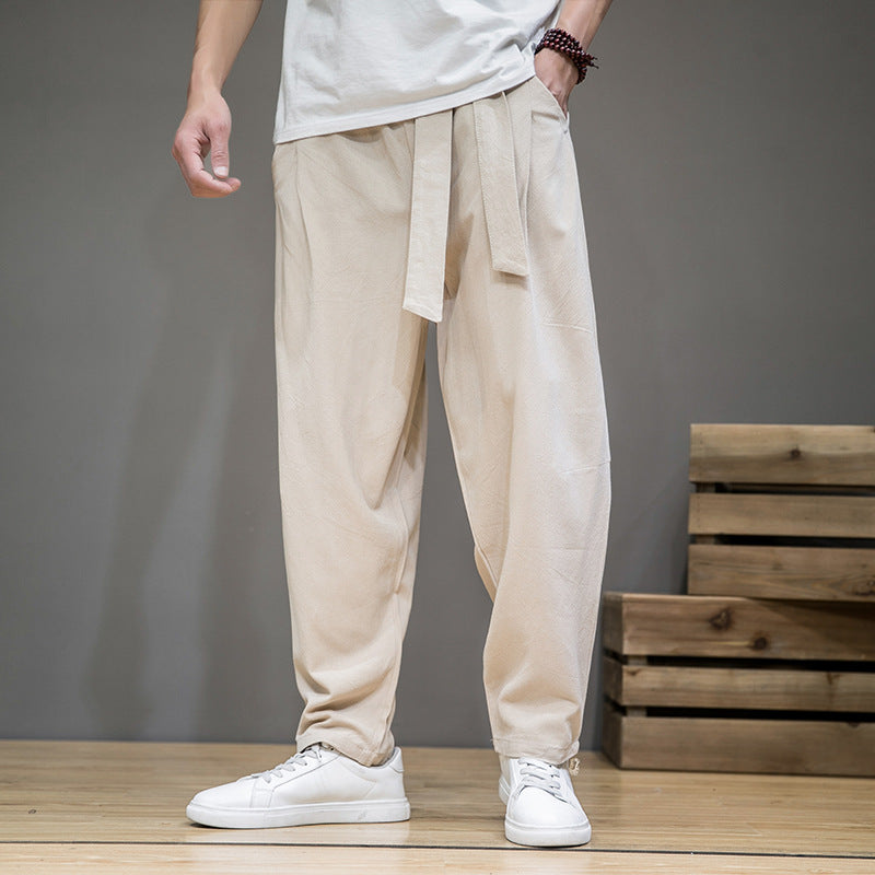 Chinese style linen cotton trousers