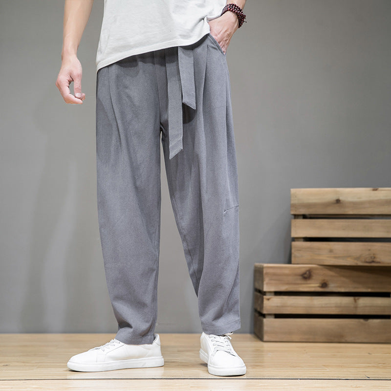 Chinese style linen cotton trousers
