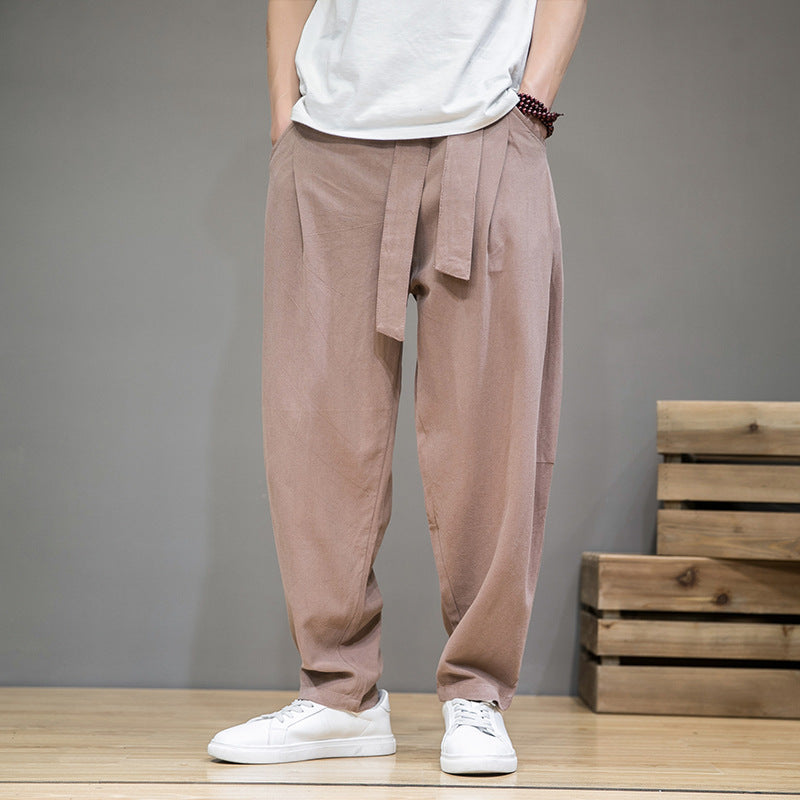 Chinese style linen cotton trousers