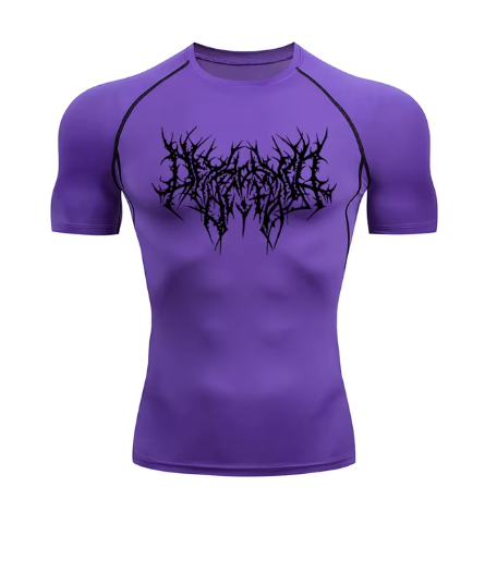 men's DryTight training gym shirt featuring a unique red graphic design on a white background.