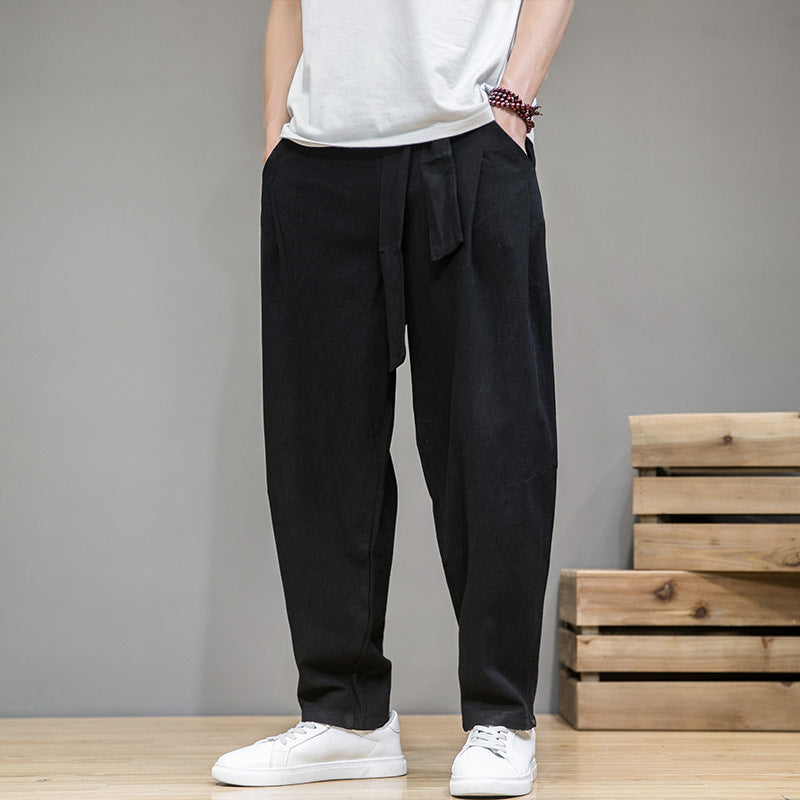 Chinese style linen cotton trousers